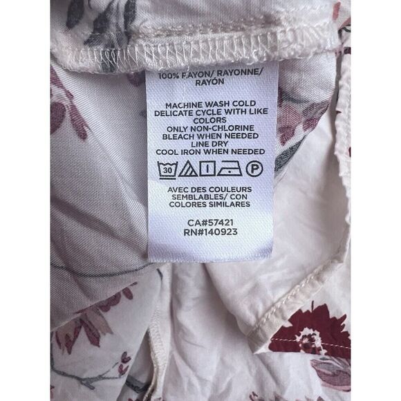 Loft Outlet Floral Ruffle Mock Neck Blouse Size XL Long Sleeves - Picture 8 of 12